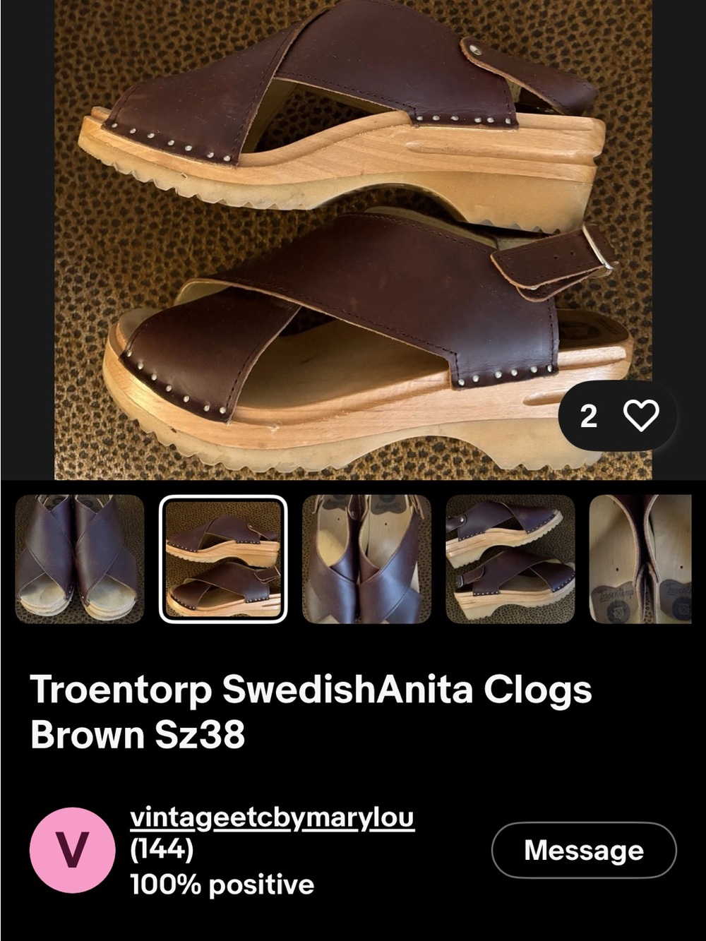 Swedish Anita Brown Leather Clogs